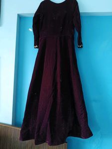 Embroidered Velvet Ethnic Gown