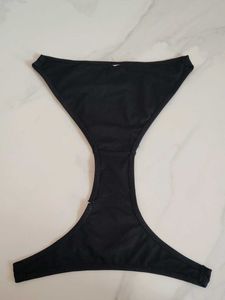 Black Textured Bikini Bottom