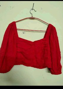 Chic Red Ruched Crop Top