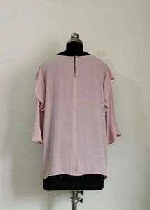 Dusty Pink Ruffle Sleeve Blouse