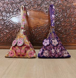 Embroidered Triangle Clutch Bags