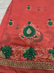 Embroidered Orange 🍊 saree