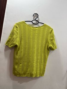 olive Green Ribbed Stretch Button-Down Top