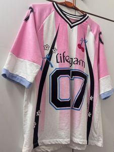 🎀 Pink Graphic Oversized Jersey 𝜗𝜚˚⋆