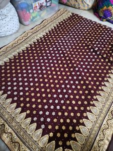 Embroidered brown golden saree ♥️