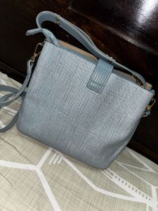 Chic Light Blue Textured Handbag