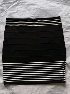 Black &amp; White Striped Mini Skirt