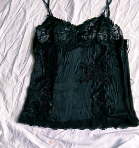 Elegant Black Lace Camisole Top