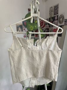 White Lace Trim Corset Top