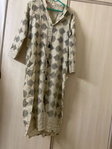 Beige Printed Kurta