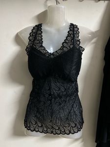 Elegant Black Lace Camisole Top