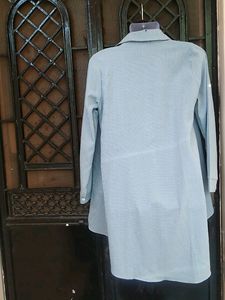 High Low Branded Top/ White Blue Top