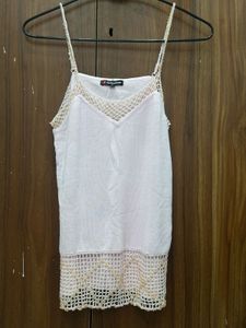 Light Pink Crochet Trim Cami Top