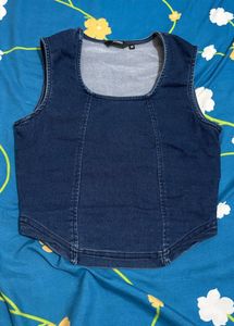 Denim Sleeveless Crop Top