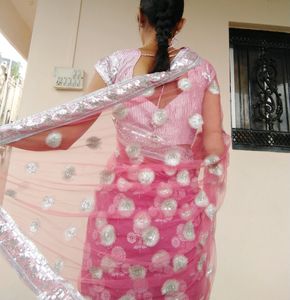 Partywear / Half Net / Pink Sare