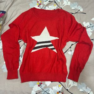 Red Star Print Sweater