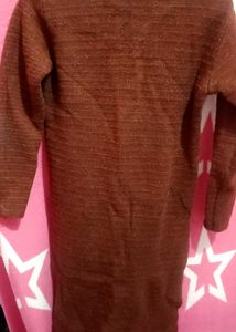 Stylish Brown Embellished Sweater Dress
