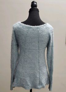 Soft Blue Fuzzy Knit Sweater