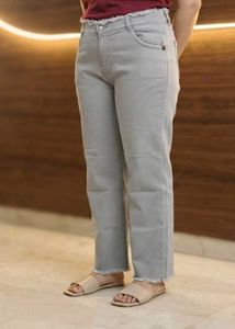 Light Grey Frayed Hem Jeans