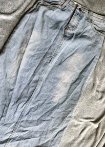 12286. Light Wash Denim Maxi Skirt