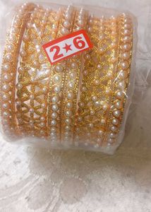 Elegant Pearl &amp; Gold Bangles (  warranty)