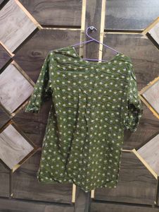 Green Floral Print Kurta
