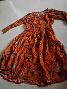 Orange Floral Print Maxi Dress