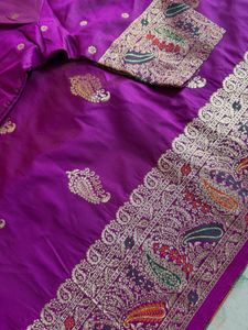 Pure Magenta Banarasi Saree with Blouse