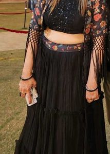 Black Lehenga Choli with Floral Shrug