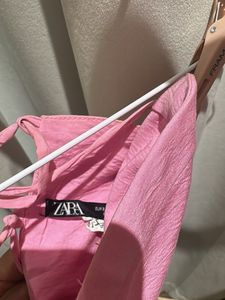 Zara Pink Back Tie-Up Corset Top XS