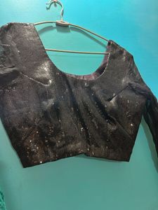 Sparkly Black &amp; Teal Saree Ombre Blouse