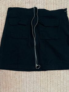 Black Cargo Mini Skirt with Zip