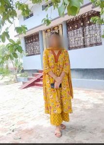 Yellow Floral Print Kurta Set with Dupatta