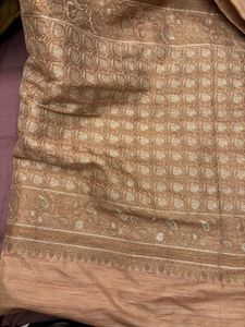 Elegant Beige Embroidered Saree