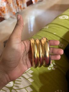 Chunky Gold Tone Bangle Set