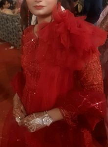 Red Sequin Anarkali Suit
