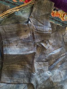 Chic Grey Striped Lahenga Choli Set