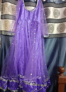 Purple Sequined anarkali kurti