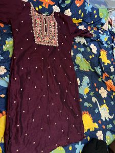 Embroidered Silk Kurta