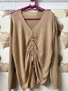Cozy Ruched V-Neck Sweater