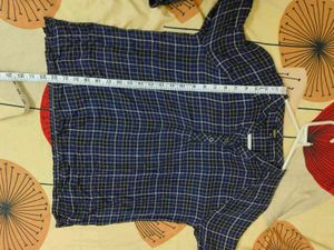 Blue Plaid Long Sleeve Top