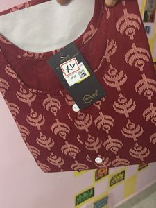 Maroon Printed Kurta