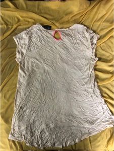 Hi-lo Printed Typography T-shirt With Detailing On The Back And Fluorescent Spots