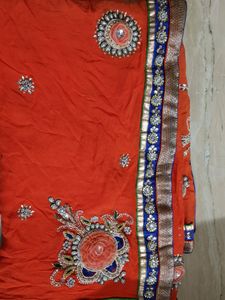Heavy Saree Dark + Light Saffron/ Orange Colour