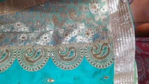 Teal &amp; Gold Sari