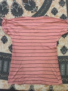 Pink Striped T-Shirt with Floral Print