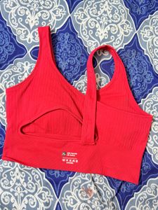 Red Ribbed Sports Bra❤️
