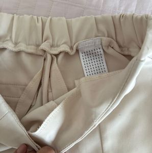 Cream Flare Pants with Slit Detail