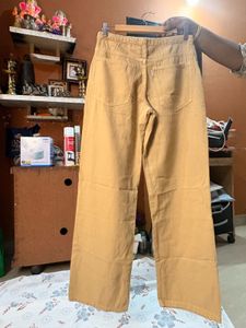 Women’s Beige Wide-Leg Cotton Pants