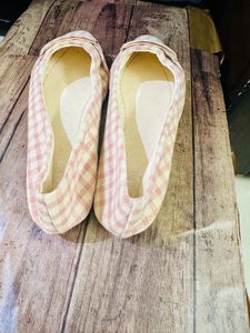 Cute Pink Gingham Ballet Flats